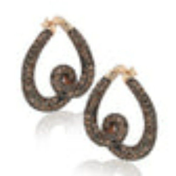 Rose Sterling Silver Brown Cubic Zirconia Swirl Earrings - Picture 1 of 6